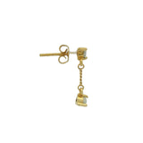 Gold earrings with stone and chain