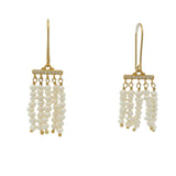 Golden earrings with a cascade of stones and zircons