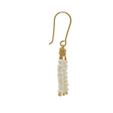Golden earrings with a cascade of stones and zircons