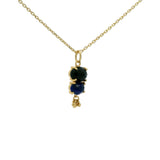 Gold necklace pendant duo of stones and tassels