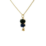 Gold necklace pendant duo of stones and tassels
