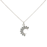 Collier argent 925 croissant de lune avec zircons 42 cm