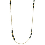 Collier doré pyrite grise et perles dorées 46 cm