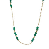 Gold necklace with cultured stones and gold pearls