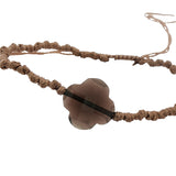 Bracelet doré sur cordon marron trèfle quartz fumé facetté