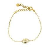 Bracelet petit oeil oval avec pierre de lune et zircons blancs