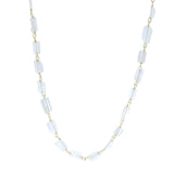 Collier doré pierres rectangles quartz rose 40 cm