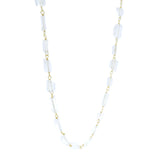 Collier doré pierres rectangles quartz rose 40 cm