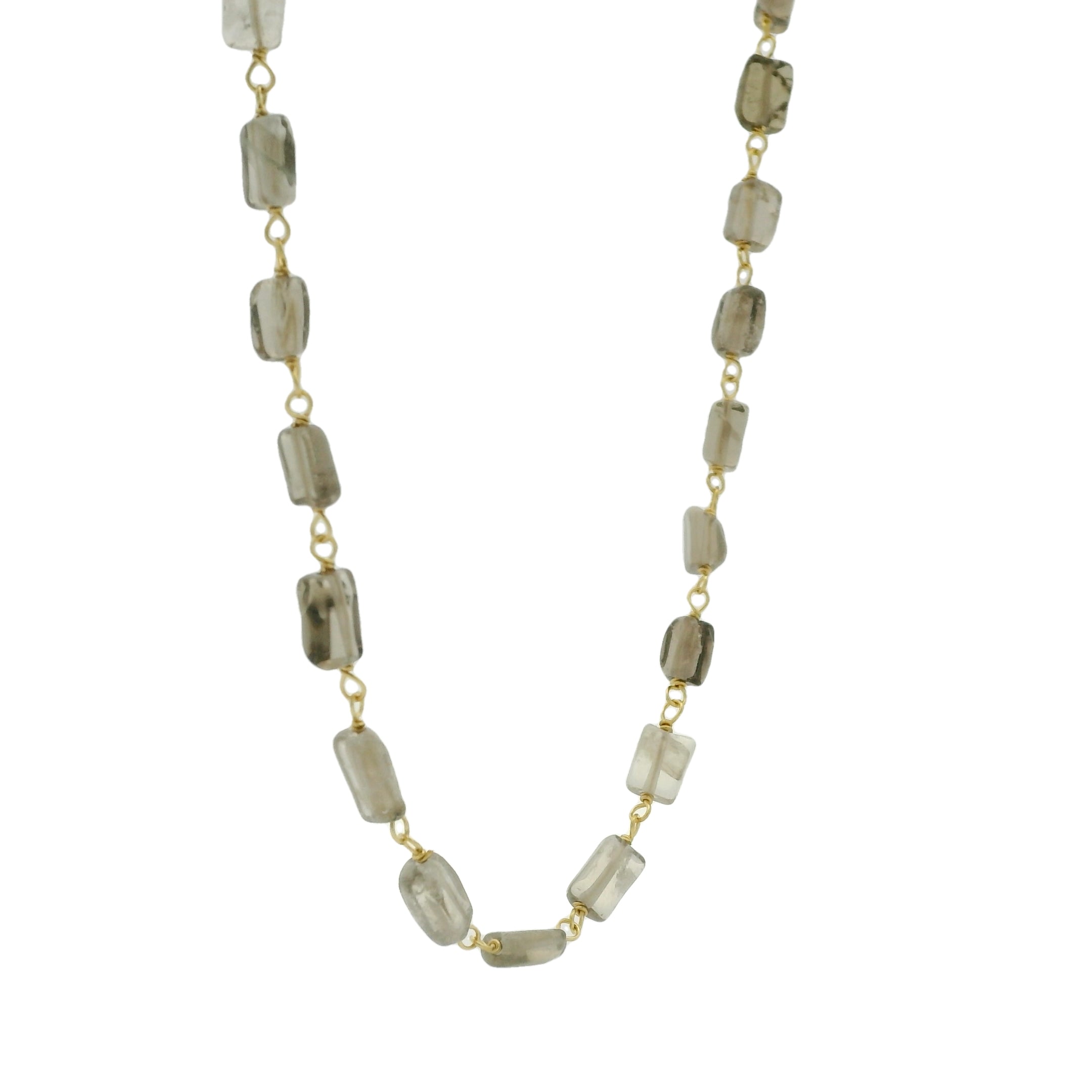 Collier ras de cou quartz fumé rectangle 40 cm