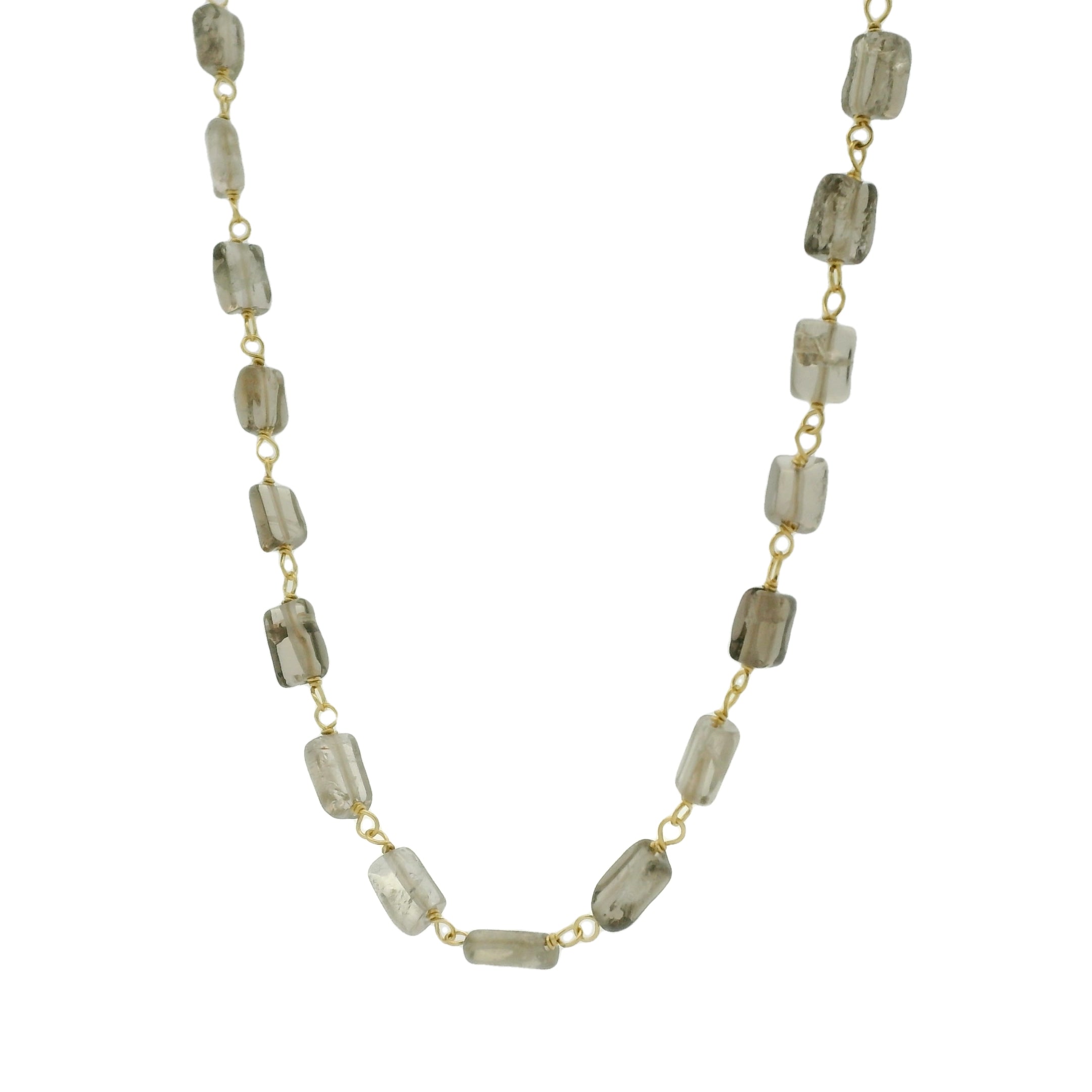 Collier ras de cou quartz fumé rectangle 40 cm