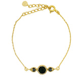 Bracelet doré onyx noire deux gouttes