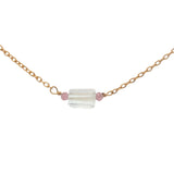 Collier doré cristal et tourmaline 40 cm
