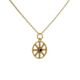 Collier doré medaille oeil lapis et zircons 42 cm