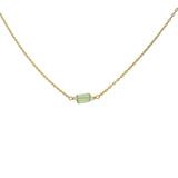 Golden necklace with rectangular stone and small faceted stones