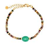 Bracelet pierres facettées et disques dorés