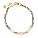 Bracelet pierres facettées et boules dorées