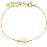Bracelet doré avec cauri naturel