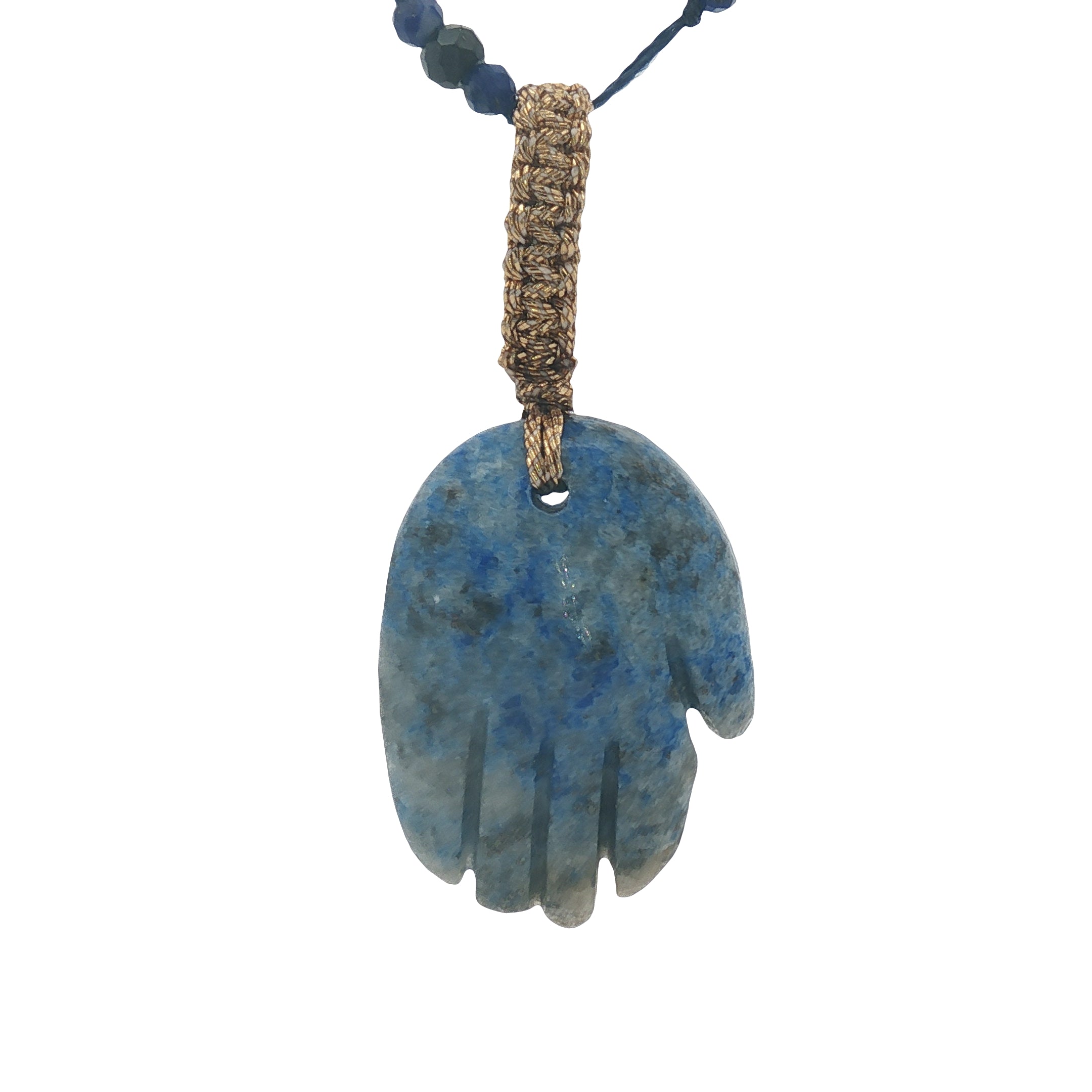 Collier doré main de Fatma lapis lazuli 60 cm