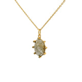 Collier doré labradorite et zircons blancs 42 cm