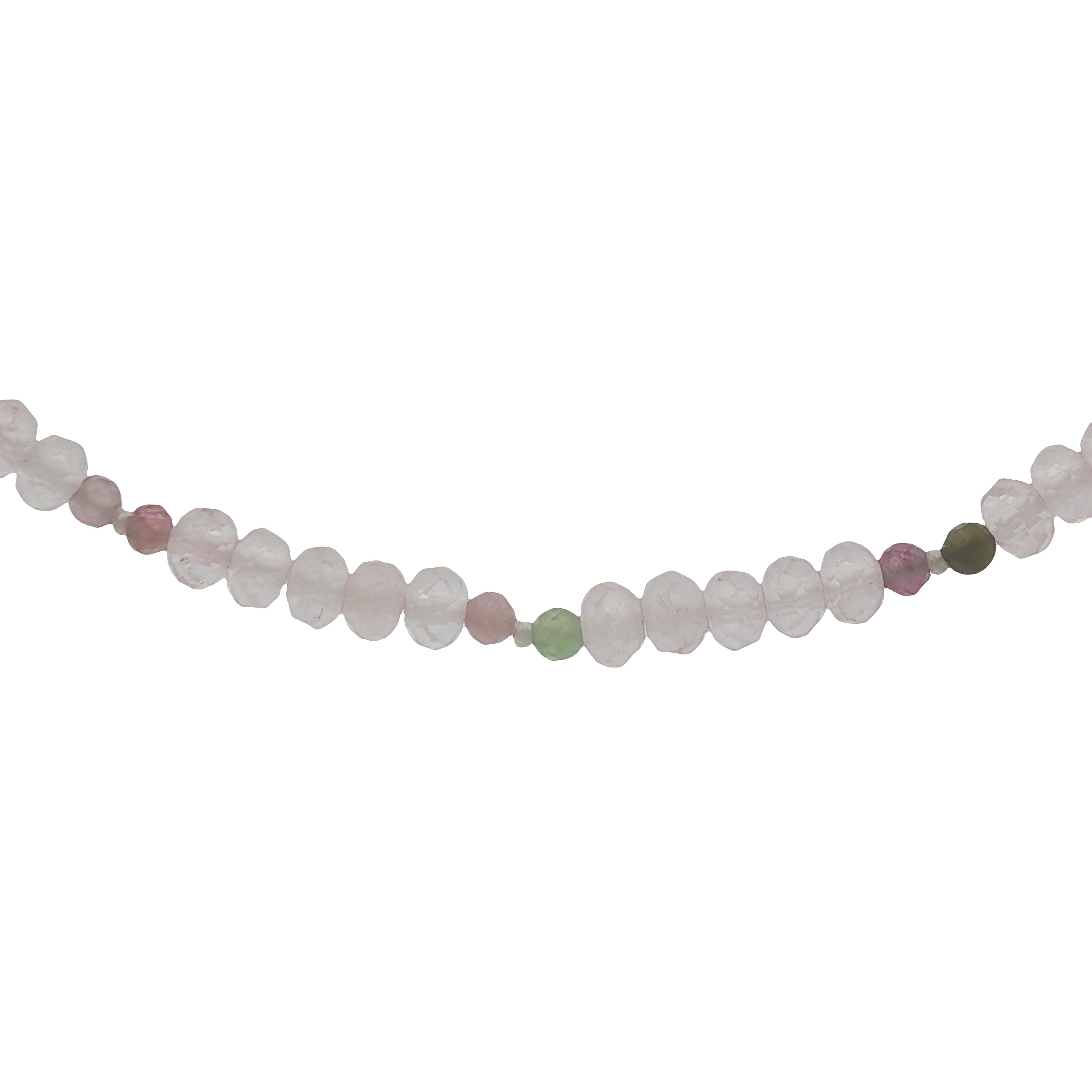 Collier doré mix quartz rose et tourmaline 42 cm