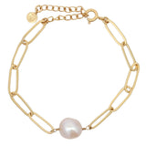 Bracelet doré et perle de culture