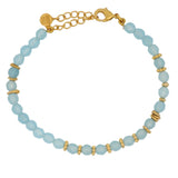 Bracelet doré en agate bleu et disques dorés