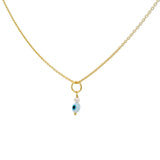 Collier doré petit oeil en nacre et perle de culture 42 cm