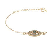 Bracelet doré oeil ajouré labradorite et zircons