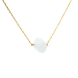 Collier doré trèfle pierre de lune facettée 40 cm