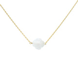 Collier doré trèfle pierre de lune facettée 40 cm