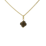 Collier doré petit trèfle quartz fumé 42 cm