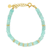 Bracelet doré Amazonite taillée en disques Heishi