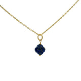 Collier doré petit trèfle en lapis lazuli 42 cm