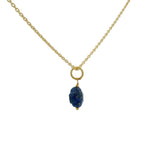 Collier doré petit trèfle en lapis lazuli 42 cm