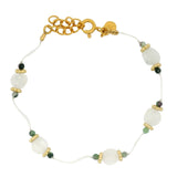 Wire bracelet with oval stones and golden discs