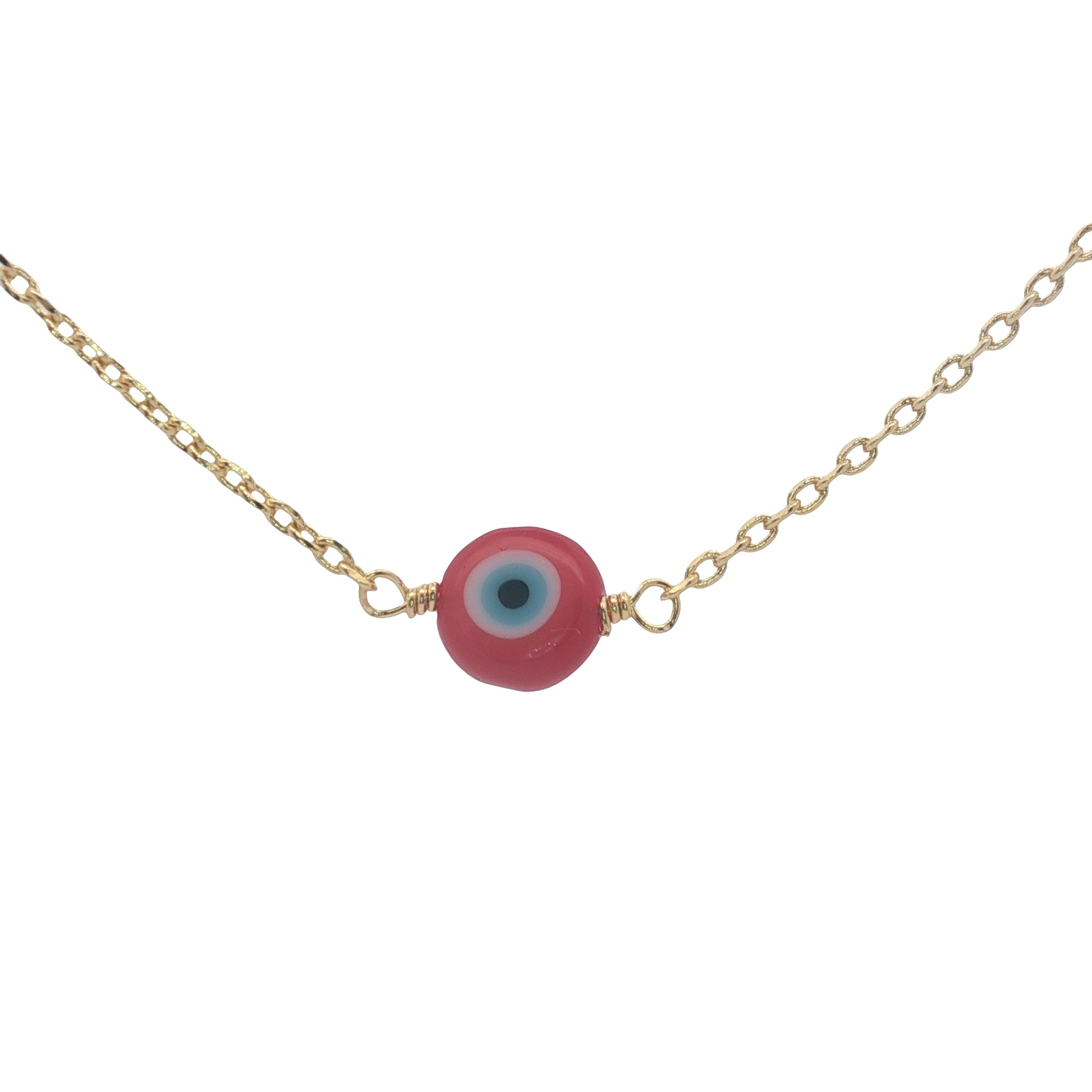 Collier doré petit oeil rouge 40 cm
