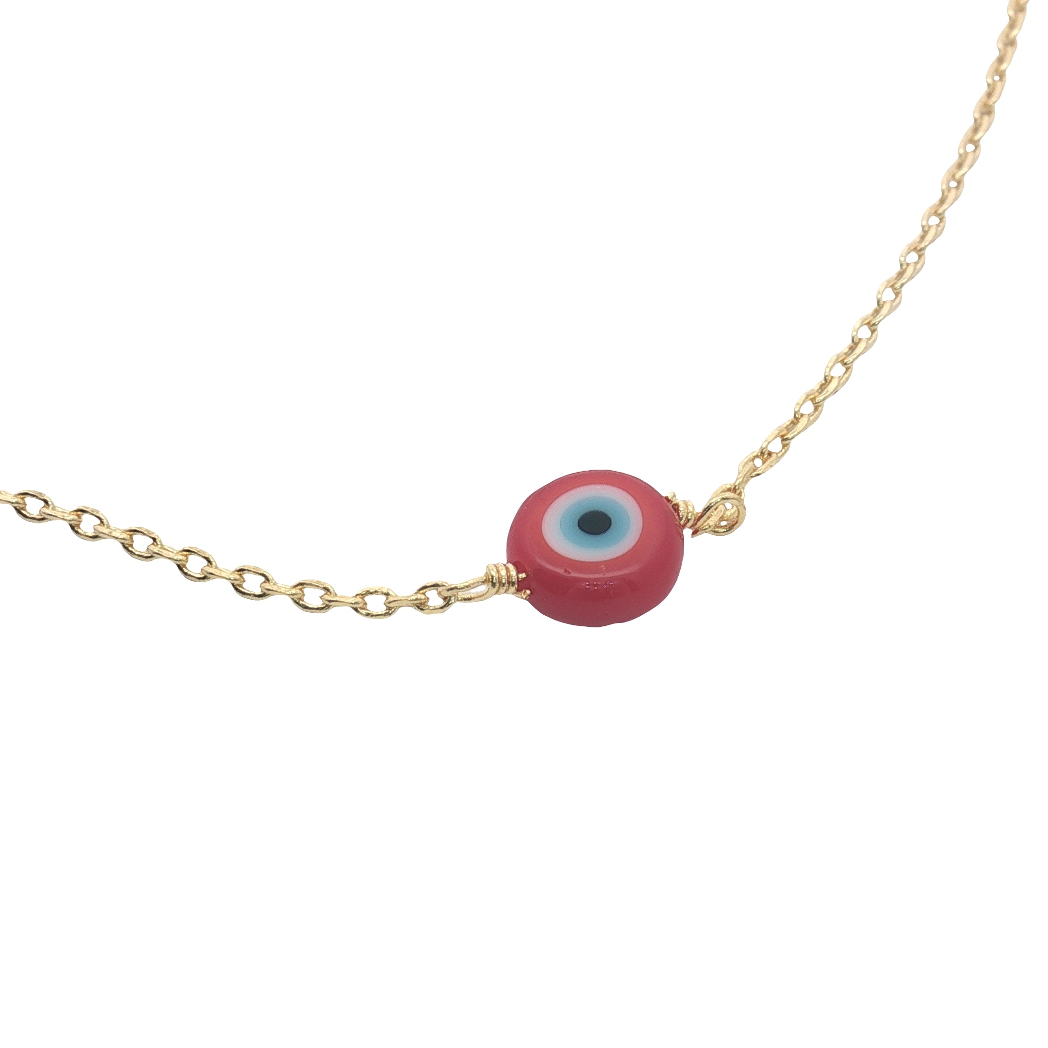 Collier doré petit oeil rouge 40 cm