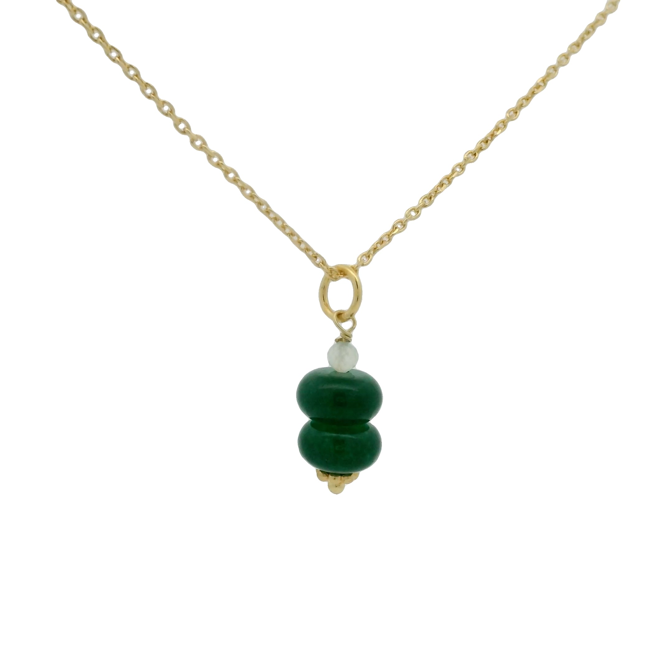 Gold necklace with double stone pendant