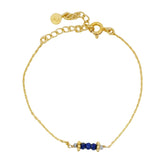 Bracelet doré petites pierres lapis et labradorite