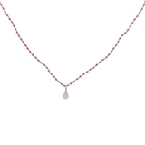 Collier doré en tourmaline rose et goutte en quartz rose 38 cm