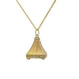 Collier doré pyramide en labradorite et zircons blancs 42 cm