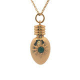 Collier doré flasque avec pierre naturelle et soleil 42 cm
