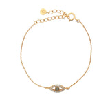 Bracelet doré oeil labradorite et zircons