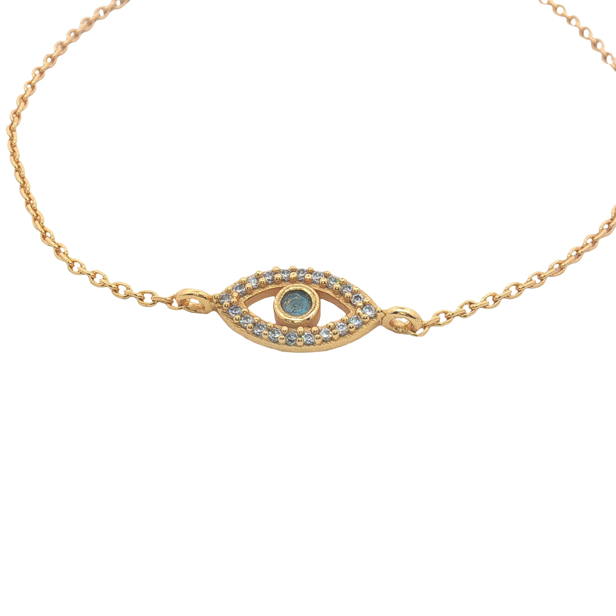 Bracelet doré oeil labradorite et zircons