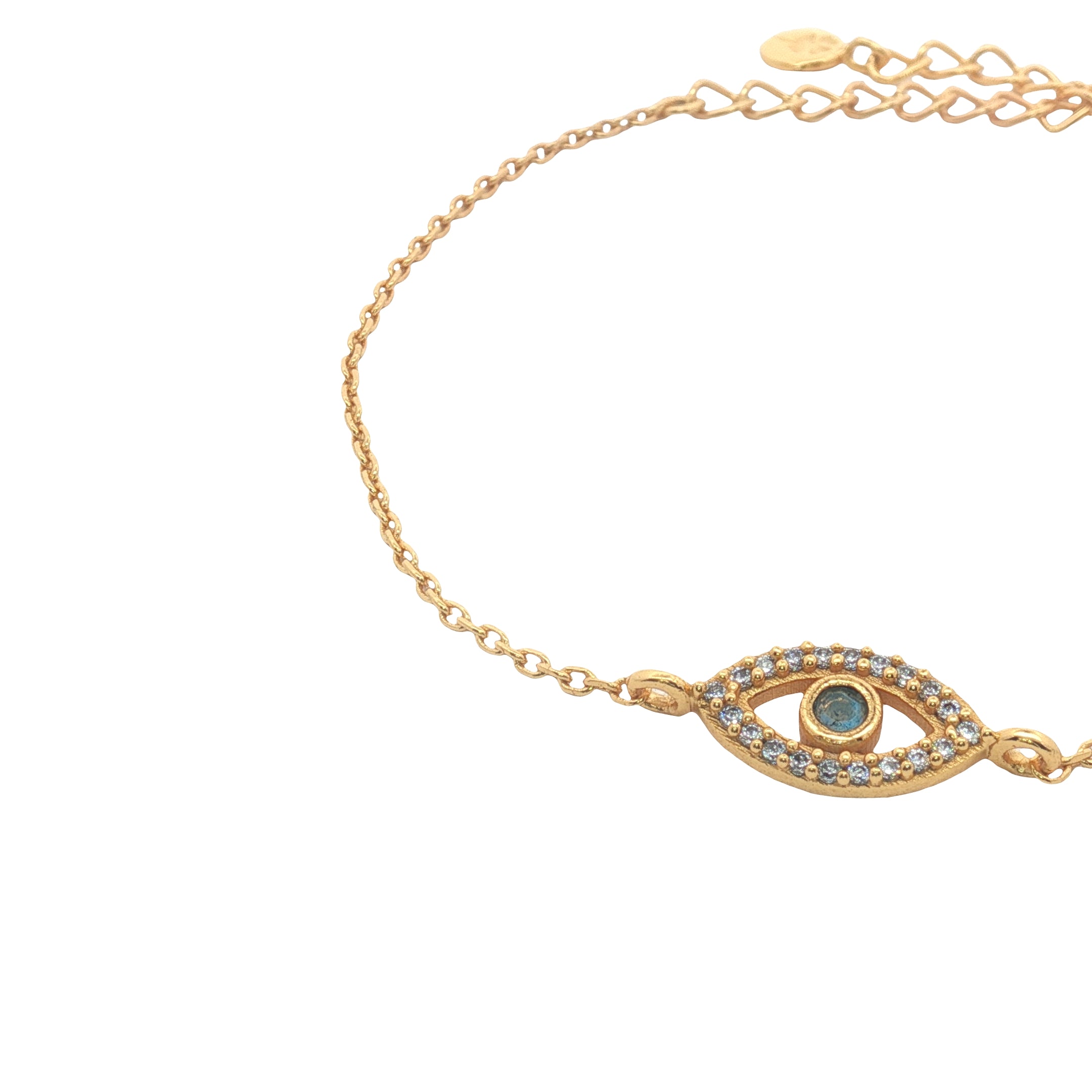 Bracelet doré oeil labradorite et zircons