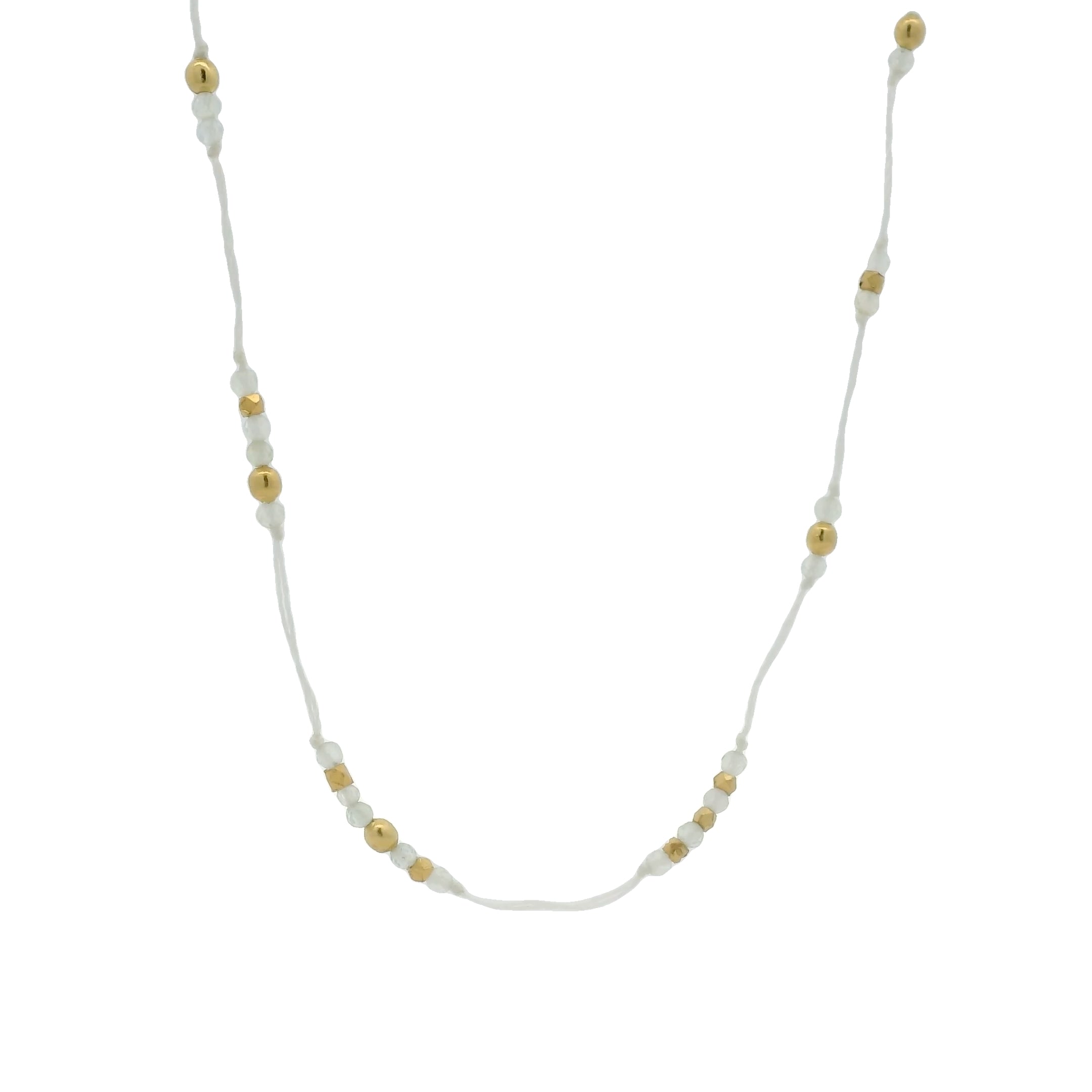 Beige thread and natural stone necklace