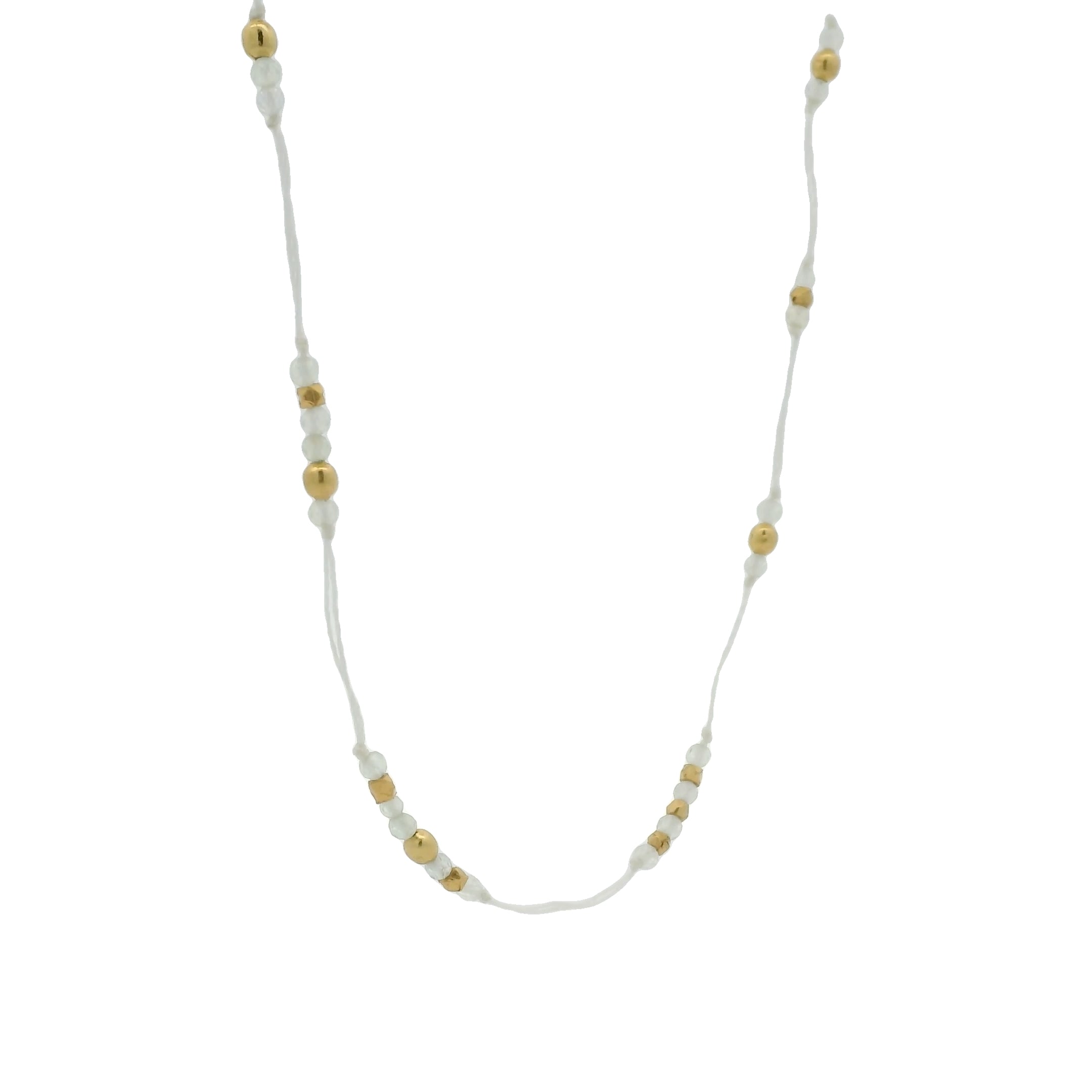 Beige thread and natural stone necklace