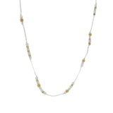 Collier doré fil blanc pierre de lune et perles dorées 42 cm
