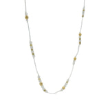 Collier doré fil blanc pierre de lune et perles dorées 42 cm