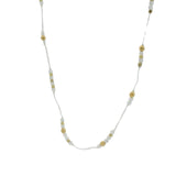 Collier doré fil blanc pierre de lune et perles dorées 42 cm